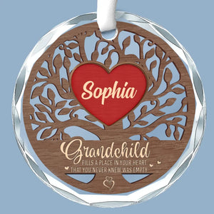 Grandchildren Fill A Place In Your Heart - Family Personalized Custom Circle Glass Ornament - Christmas Gift For Mom, Grandma