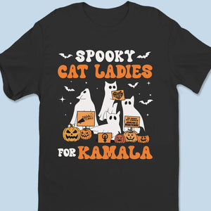 Spooky Cat Ladies For Kamala - Kamala Harris, US Elections Unisex T-shirt, Hoodie, Sweatshirt - Halloween Gift For Democracy Supporters