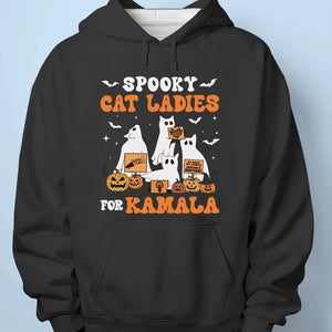 Spooky Cat Ladies For Kamala - Kamala Harris, US Elections Unisex T-shirt, Hoodie, Sweatshirt - Halloween Gift For Democracy Supporters