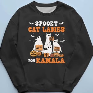 Spooky Cat Ladies For Kamala - Kamala Harris, US Elections Unisex T-shirt, Hoodie, Sweatshirt - Halloween Gift For Democracy Supporters