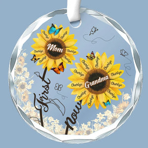 First Mom Now Grandma - Family Personalized Custom Circle Glass Ornament - Christmas Gift For Mom, Grandma