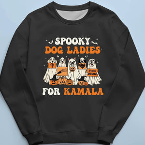 Spooky Dog Ladies For Kamala - Kamala Harris, US Elections Unisex T-shirt, Hoodie, Sweatshirt - Halloween Gift For Democracy Supporters