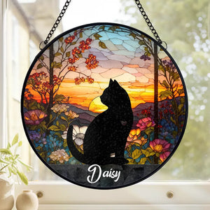 My Purr You Will Miss, But I’m Still Here - Memorial Personalized Custom Stained Glass Window Hanging Suncatcher - Sympathy Gift For Pet Owners, Pet Lovers