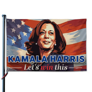 Kamala Harris, Let's Win This - America US Elections Horizontal House Flag