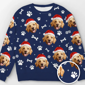 Custom Photo Celebrate Christmas With Furry Friends - Dog & Cat Personalized Custom Ugly Sweatshirt - Unisex Wool Jumper - Christmas Gift For Pet Owners, Pet Lovers