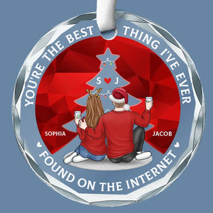 Christmas Cookie Crew - Couple Personalized Custom Circle Glass Ornament - Christmas Gift For Husband Wife, Anniversary