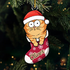 Santa Paws Is Coming To Town! - Cat Personalized Custom Ornament - Acrylic Custom Shaped - Christmas Gift For Pet Owners, Pet Lovers