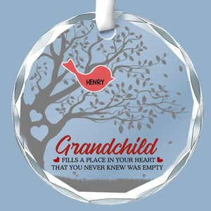 Grandkids Makes Life More Grand - Family Personalized Custom Circle Glass Ornament - Christmas Gift For Grandma