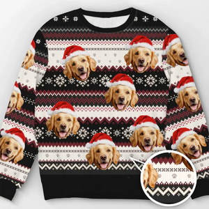 Custom Photo We Whisker You A Merry Christmas! - Dog & Cat Personalized Custom Ugly Sweatshirt - Unisex Wool Jumper - Christmas Gift For Pet Owners, Pet Lovers