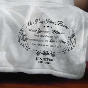 Love From Heaven - Memorial Personalized Custom Blanket - Sympathy Gift For Family Members