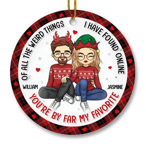 You're On My List - Couple Personalized Custom Ornament - Ceramic Round Shaped - Christmas Gift For Husband Wife, Anniversary