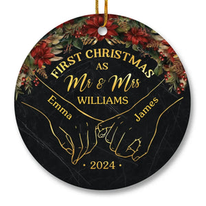 My Heart Is As Full As These Christmas Lights Are Bright - Couple Personalized Custom Ornament - Ceramic Round Shaped - Christmas Gift For Husband Wife, Anniversary, First Christmas