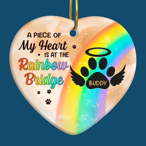 I Crossed The Rainbow Bridge Knowing I Was Loved - Memorial Personalized Custom Ornament - Ceramic Heart Shaped - Sympathy Gift, Christmas Gift For Pet Owners, Pet Lovers