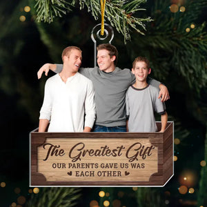 Custom Photo There Is No Greater Gift Than Brothers - Family Personalized Custom Ornament - Acrylic Custom Shaped - Christmas Gift For Family Members, Siblings, Brothers, Sisters