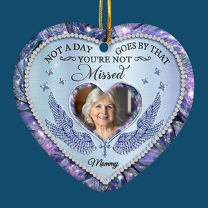 Custom Photo Not A Day Goes By That You're Not Missed - Memorial Personalized Custom Ornament - Ceramic Heart Shaped - Sympathy Gift, Christmas Gift For Family Members