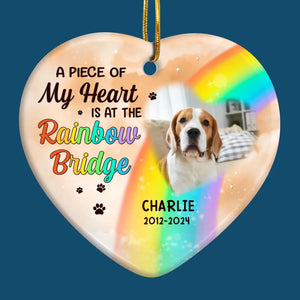 Custom Photo I Hope To Meet You Beyond The Rainbow - Memorial Personalized Custom Ornament - Ceramic Heart Shaped - Sympathy Gift, Christmas Gift For Pet Owners, Pet Lovers