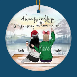 The Distance Only Makes Our Bond Even Stronger - Bestie Personalized Custom Ornament - Ceramic Round Shaped - Christmas Gift For Best Friends, BFF, Sisters