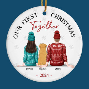 The Best Presents This Year - Couple Personalized Custom Ornament - Ceramic Round Shaped - Christmas Gift For Husband Wife, Anniversary, Pet Owners, Pet Lovers