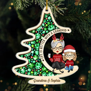 A Grandchild Is The Tinsel On The Christmas Tree Of Life - Family Personalized Custom Ornament - Acrylic Custom Shaped - Christmas Gift For Grandma, Grandkid