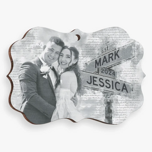 Custom Photo Our Love Story Is My Favorite Memory - Couple Personalized Custom Ornament - Wood Benelux Shaped - Christmas Gift For Husband Wife, Anniversary