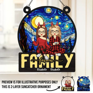 Family Forever - Family Personalized Window Hanging Suncatcher - Christmas Gift For Family Members