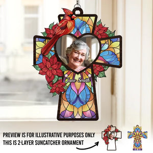 Custom Photo Together Forever - Memorial Personalized Window Hanging Suncatcher - Sympathy Gift For Family Members