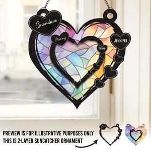 Nothing Compares To A Mother's Love - Family Personalized Window Hanging Suncatcher - Gift For Mom, Grandma