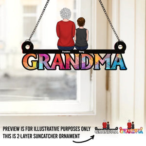 A Grandma's Love Never Grows Old - Family Personalized Window Hanging Suncatcher - Gift For Grandma