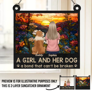 A Bond That Time Can’t Erase - Memorial Personalized Window Hanging Suncatcher - Sympathy Gift For Pet Owners, Pet Lovers