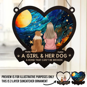 You & Me, A Bond That Can't Be Broken - Memorial Personalized Window Hanging Suncatcher - Sympathy Gift For Pet Owners, Pet Lovers