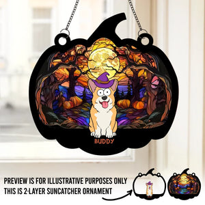 This Halloween, My Cat And I Are The Purr-Fect Pair! - Dog & Cat Personalized Window Hanging Suncatcher Ornament - Halloween Gift For Pet Owners, Pet Lovers