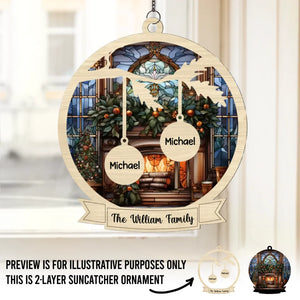 The Warmth Of Family Is The True Spirit Of Christmas - Family Personalized Window Hanging Suncatcher - Christmas Gift For Family Members