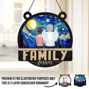 Family Hugs Brighten Life - Family Personalized Window Hanging Suncatcher - Gift For Family Members