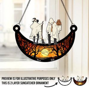 Spooky Season Is Here - Family Personalized Window Hanging Suncatcher - Halloween Gift For Family Members