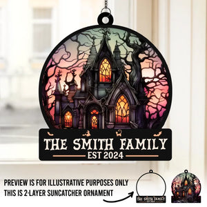 Life's No Fun Without A Good Scare - Family Personalized Window Hanging Suncatcher - Halloween Gift For Family Members