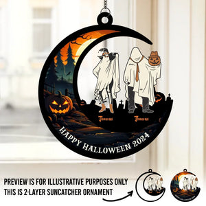 Halloween Brings Us Together For Fun And Laughter - Family Personalized Window Hanging Suncatcher - Halloween Gift For Family Members