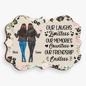 Our Laugh Limitless, Our Memories Countless, Our Friendship Endless - Bestie Personalized Custom Ornament - Wood Benelux Shaped - Gift For Best Friends, BFF, Sisters