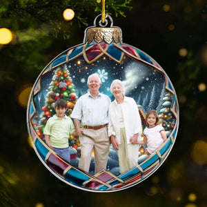 Custom Photo Looking Forward To Celebrating Christmas Together - Family Personalized Custom Ornament - Acrylic Custom Shaped - Christmas Gift For Grandma, Grandpa, Grandkid