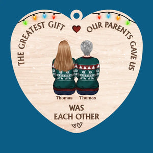 Siblings Are The Best Gift Santa Could Ever Bring - Family Personalized Custom Ornament - Wood Custom Shaped - Christmas Gift For Family Members, Siblings, Brothers, Sisters