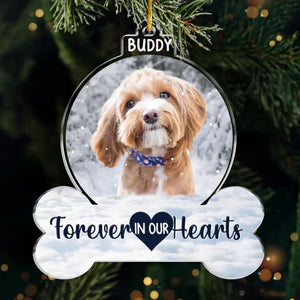 Custom Photo Forever In Our Hearts - Memorial Personalized Custom Ornament - Acrylic Custom Shaped - Sympathy Gift, Christmas Gift For Pet Owners, Pet Lovers