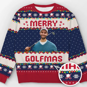 Custom Photo Wishing You Birdies And Holiday Cheer - Sport Personalized Custom Ugly Sweatshirt - Unisex Wool Jumper - Christmas Gift For Golf Players, Golf Lovers